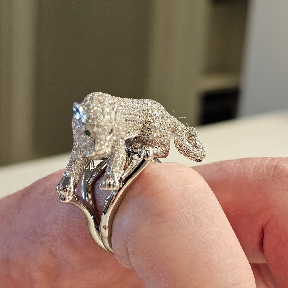 925 Sterling Silver Panther Animal Finger Rings